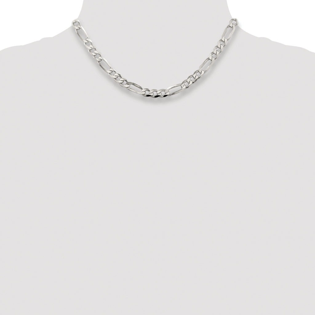 Sterling Silver Rhodium-plated 6.75mm Pav‚ Flat Figaro Chain