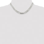 Sterling Silver Rhodium-plated 6.75mm Pav‚ Flat Figaro Chain