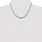 Sterling Silver Rhodium-plated 6.75mm Pav‚ Flat Figaro Chain