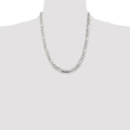 Sterling Silver Rhodium-plated 6.75mm Pav‚ Flat Figaro Chain