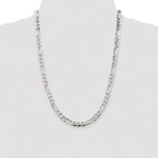 Sterling Silver Rhodium-plated 6.75mm Pav‚ Flat Figaro Chain
