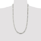 Sterling Silver Rhodium-plated 6.75mm Pav‚ Flat Figaro Chain