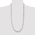 Sterling Silver Rhodium-plated 6.75mm Pav‚ Flat Figaro Chain