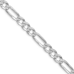 Sterling Silver Rhodium-plated 6.75mm Pav‚ Flat Figaro Chain