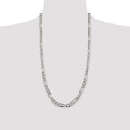 Sterling Silver 7.25mm Pave Flat Figaro Chain