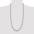 Sterling Silver 7.25mm Pav‚ Flat Figaro Chain