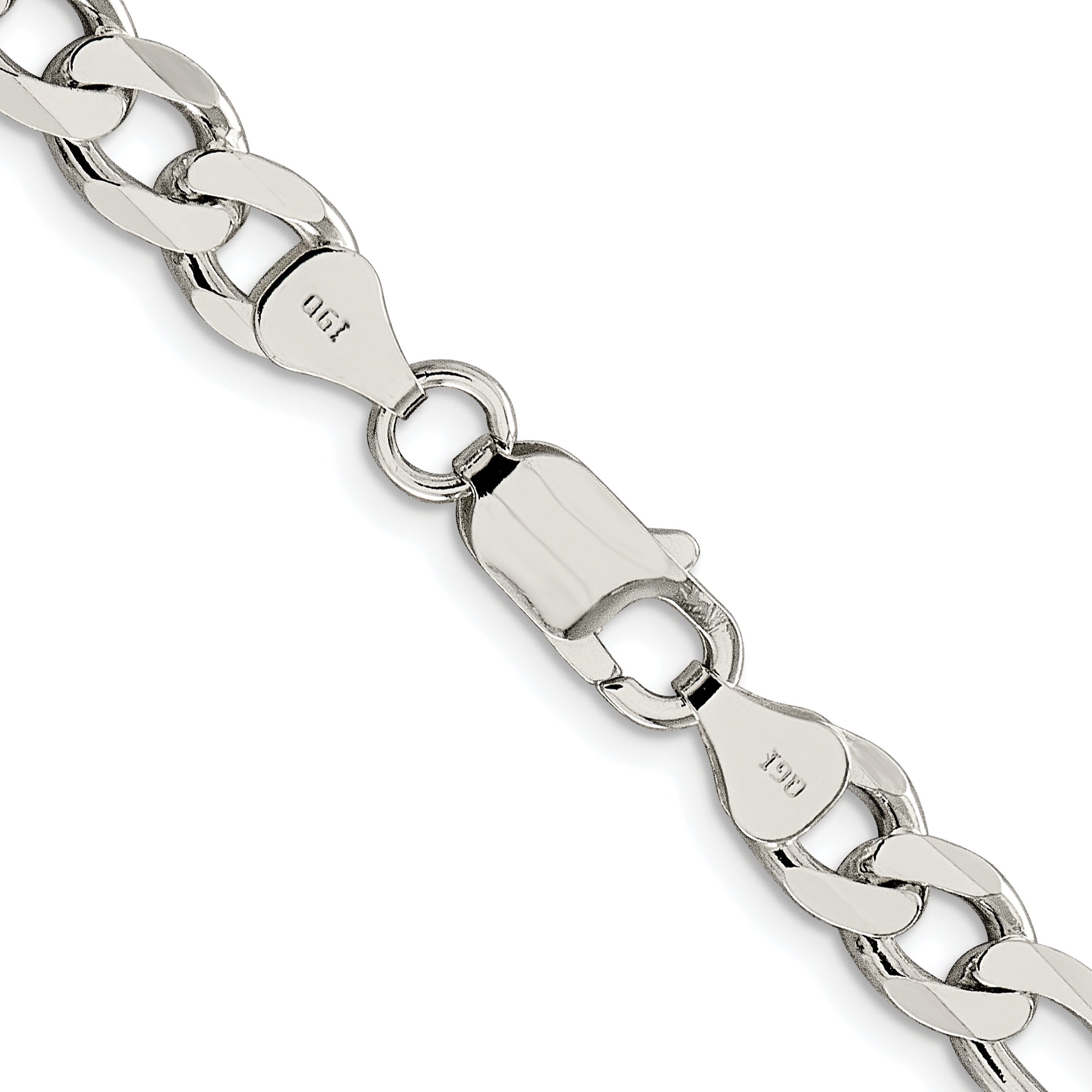 Sterling Silver Rhodium-plated 7.25mm Pav‚ Flat Figaro Chain
