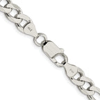 Sterling Silver Rhodium-plated 7.25mm Pav‚ Flat Figaro Chain