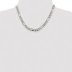 Sterling Silver Rhodium-plated 7.25mm Pav‚ Flat Figaro Chain