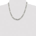 Sterling Silver Rhodium-plated 7.25mm Pav‚ Flat Figaro Chain