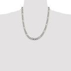 Sterling Silver Rhodium-plated 7.25mm Pav‚ Flat Figaro Chain