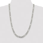 Sterling Silver Rhodium-plated 7.25mm Pav‚ Flat Figaro Chain