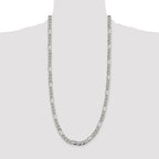 Sterling Silver Rhodium-plated 7.25mm Pav‚ Flat Figaro Chain