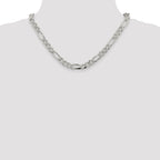 Sterling Silver 8mm Pav‚ Flat Figaro Chain