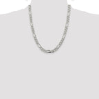 Sterling Silver 8mm Pav‚ Flat Figaro Chain