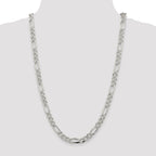 Sterling Silver 8mm Pav‚ Flat Figaro Chain