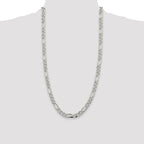 Sterling Silver 8mm Pave Flat Figaro Chain