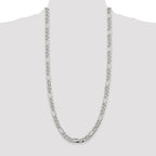 Sterling Silver 8mm Pav‚ Flat Figaro Chain