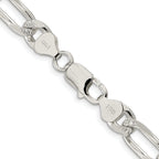 Sterling Silver Rhodium-plated 8mm Pav‚ Flat Figaro Chain