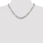 Sterling Silver Rhodium-plated 8mm Pav‚ Flat Figaro Chain