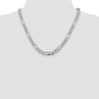 Sterling Silver Rhodium-plated 8mm Pav‚ Flat Figaro Chain