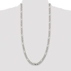 Sterling Silver Rhodium-plated 8mm Pav‚ Flat Figaro Chain