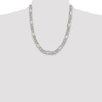 Sterling Silver 9.5mm Pav‚ Flat Figaro Chain