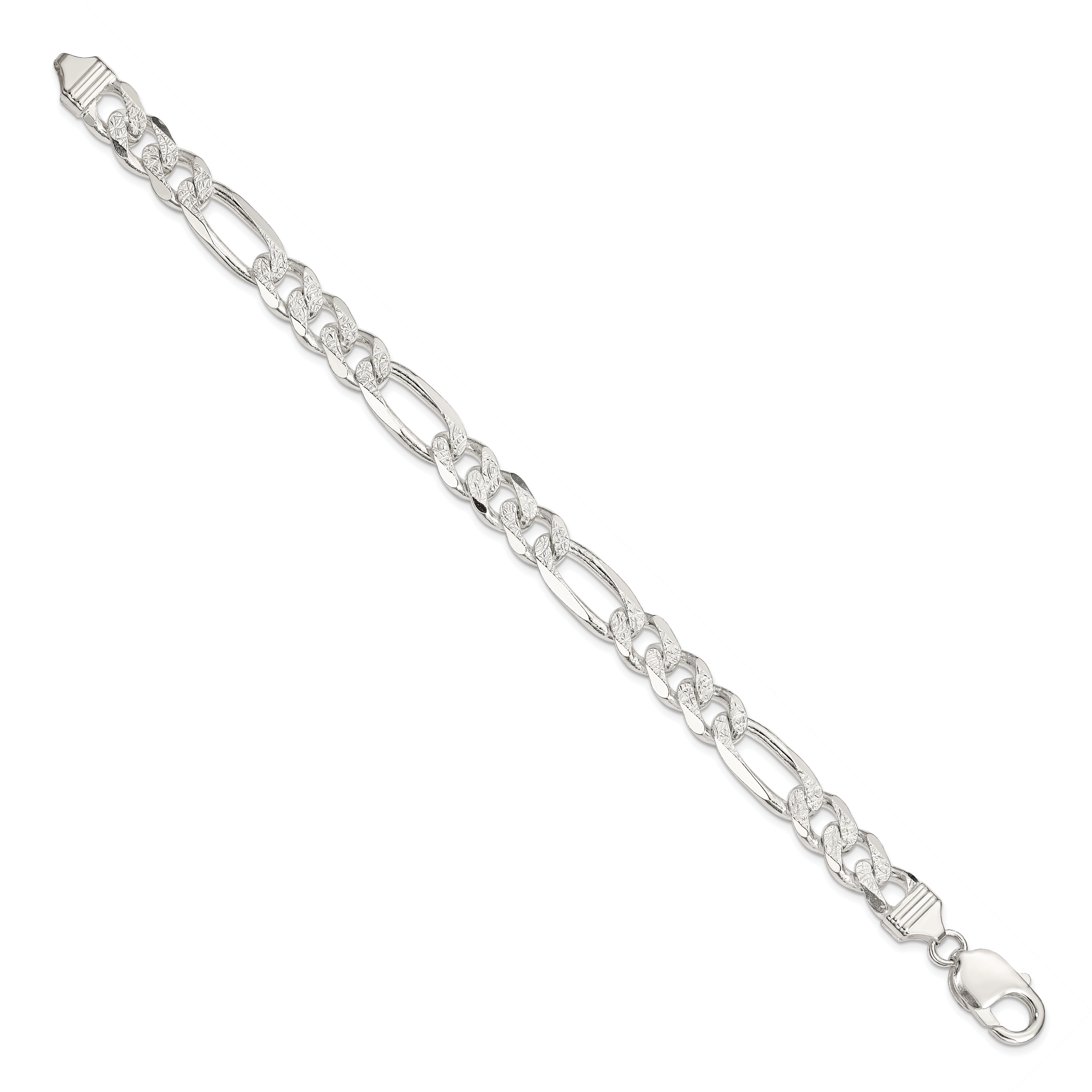 Sterling Silver 9.5mm PavÃ¢Â€Âš Flat Figaro Chain Secondary image