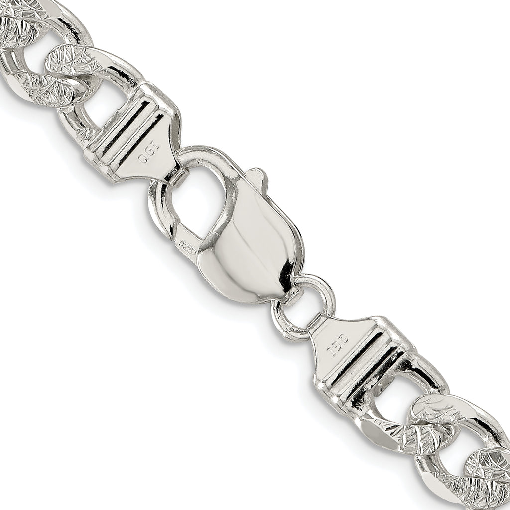 Sterling Silver Rhodium-plated 9.5mm Pav‚ Flat Figaro Chain