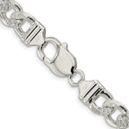 Sterling Silver Rhodium-plated 9.5mm Pav‚ Flat Figaro Chain