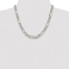 Sterling Silver Rhodium-plated 9.5mm Pav‚ Flat Figaro Chain