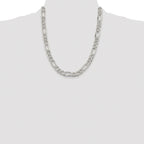 Sterling Silver Rhodium-plated 9.5mm Pav‚ Flat Figaro Chain
