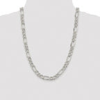 Sterling Silver Rhodium-plated 9.5mm Pav‚ Flat Figaro Chain