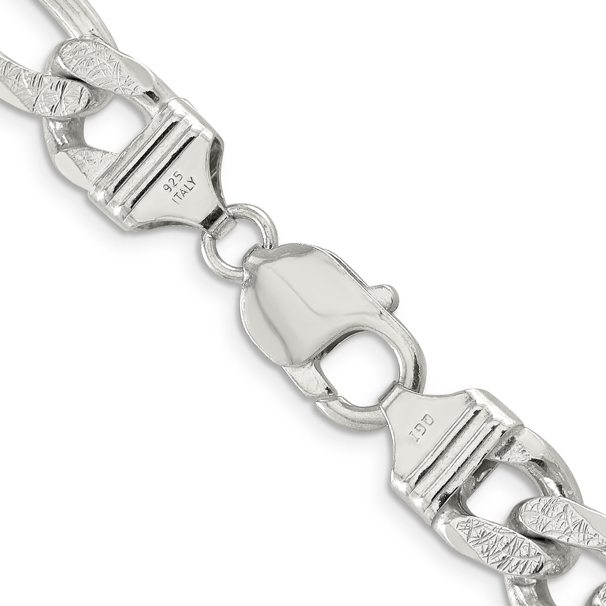 Sterling Silver 11.0mm Pav‚ Flat Figaro Chain