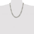 Sterling Silver 11.0mm Pav‚ Flat Figaro Chain