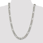 Sterling Silver 11.0mm Pav‚ Flat Figaro Chain