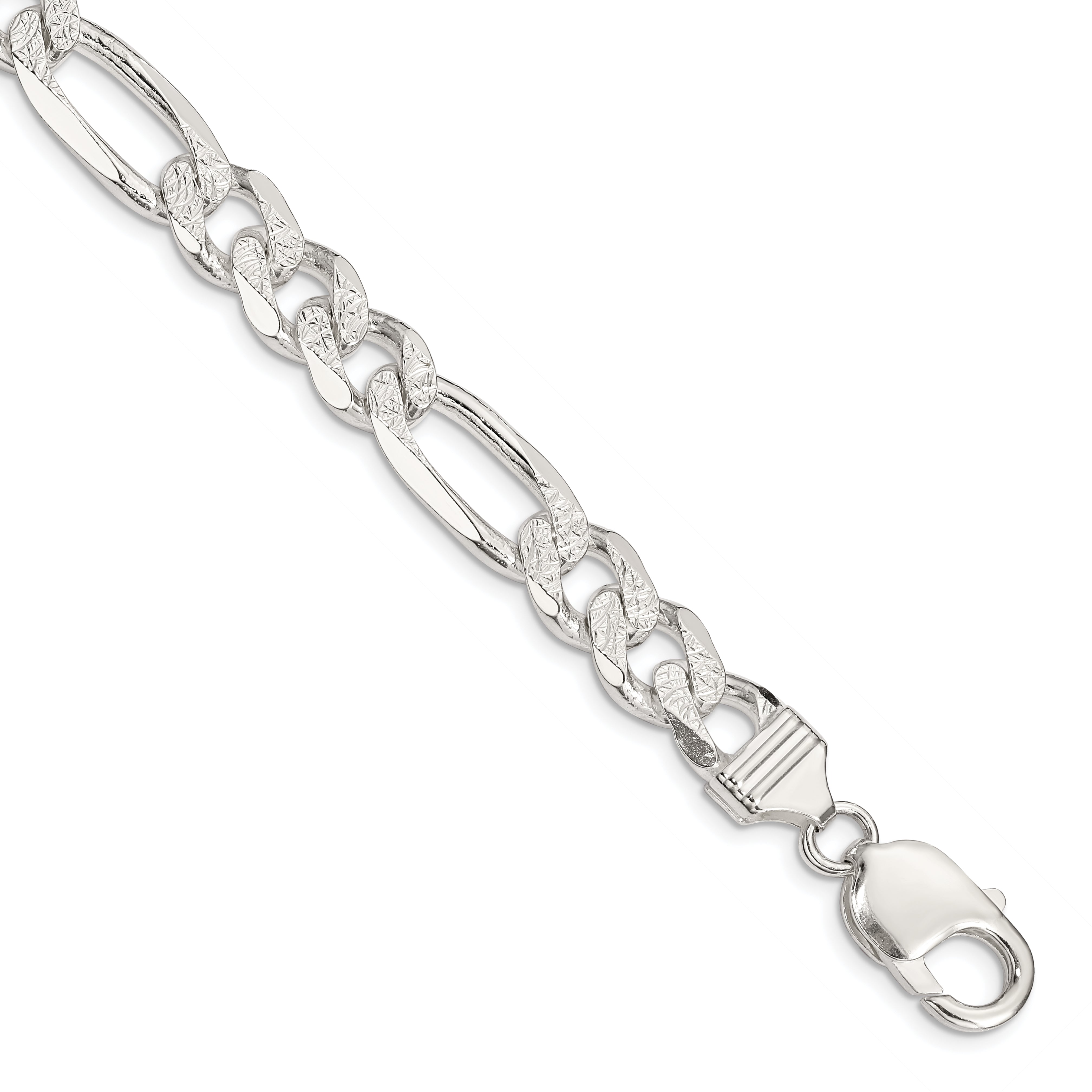 Sterling Silver 11.0mm Pav‚ Flat Figaro Chain Main image