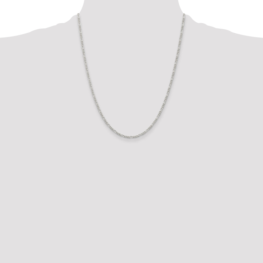 Sterling Silver Rhodium-plated 2.25mm Figaro Chain