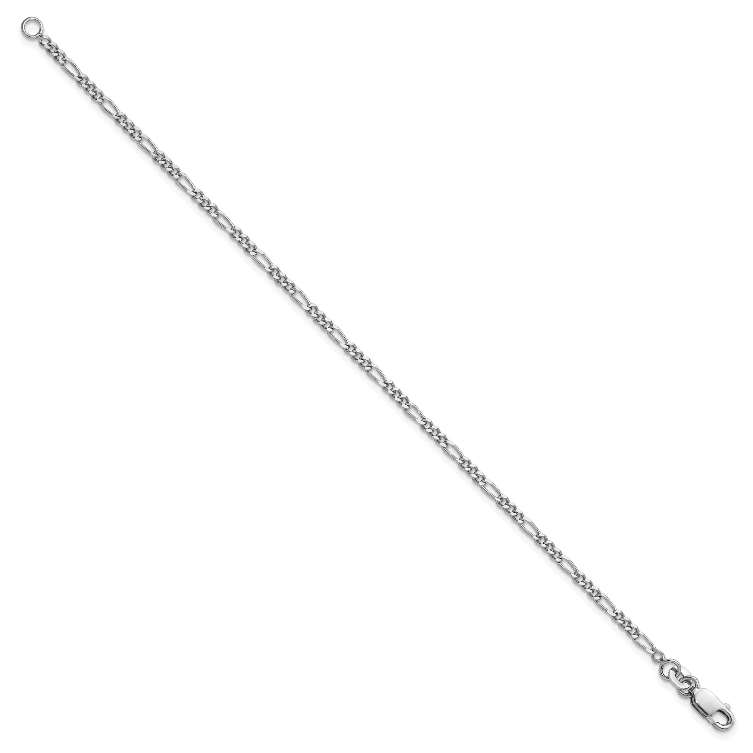 Sterling Silver Rhodium-plated 2.25mm Figaro Chain
