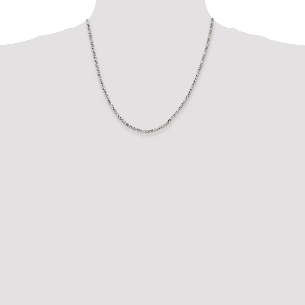 Sterling Silver 2.5mm Figaro Chain Anklet