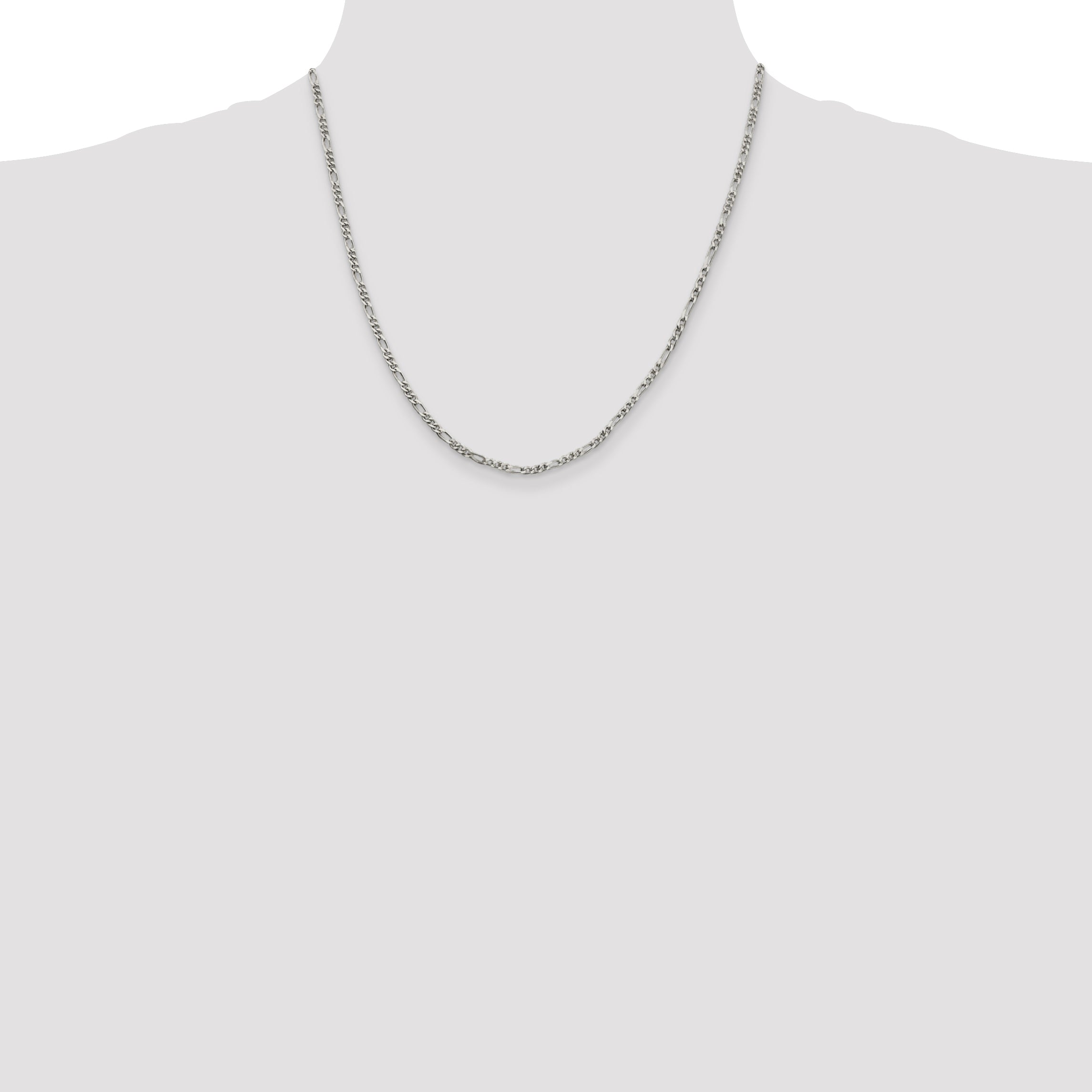 Sterling Silver 2.5mm Figaro Chain Anklet