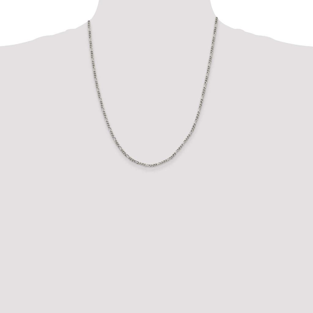 Sterling Silver 2.5mm Figaro Chain Anklet