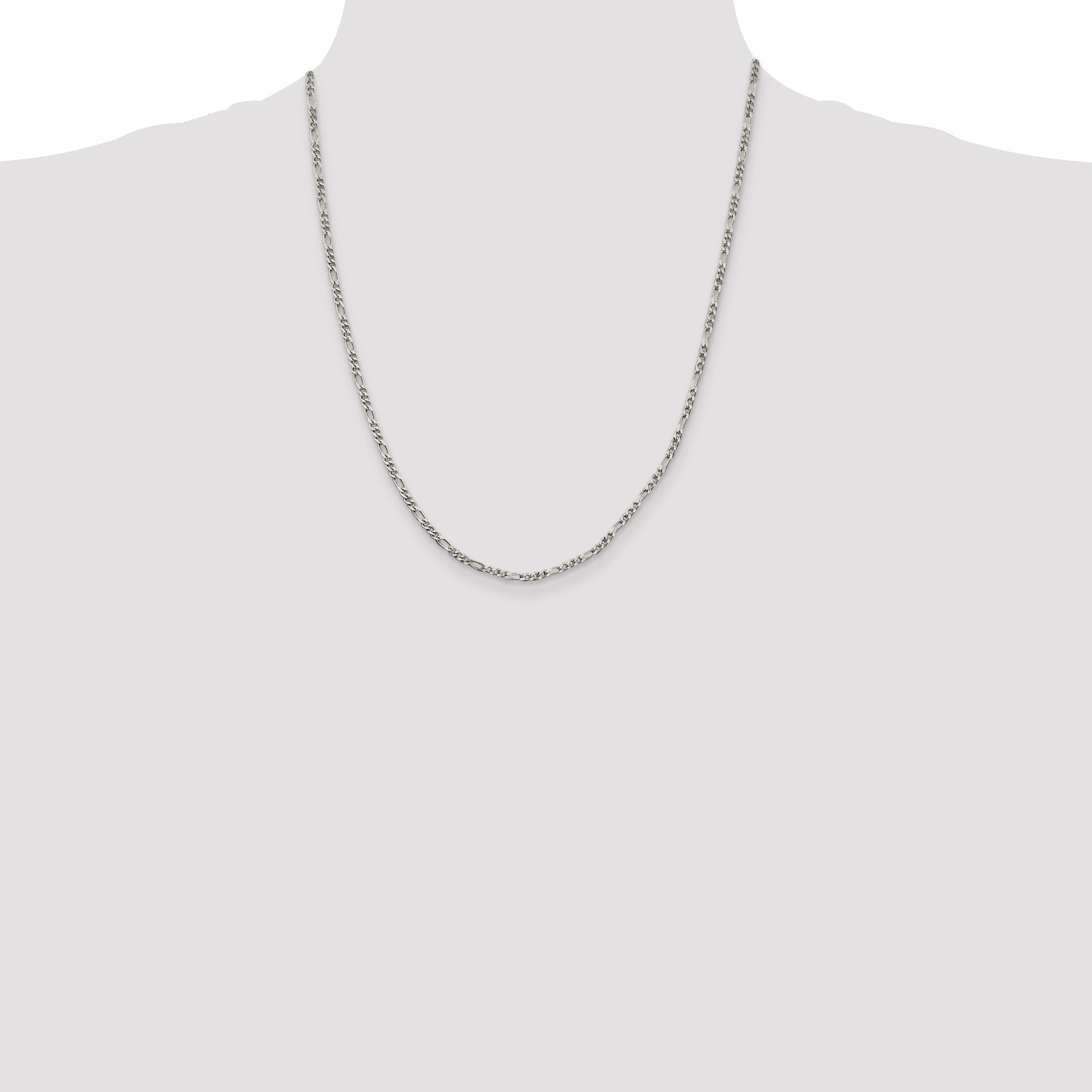 Sterling Silver 2.5mm Figaro Chain Anklet