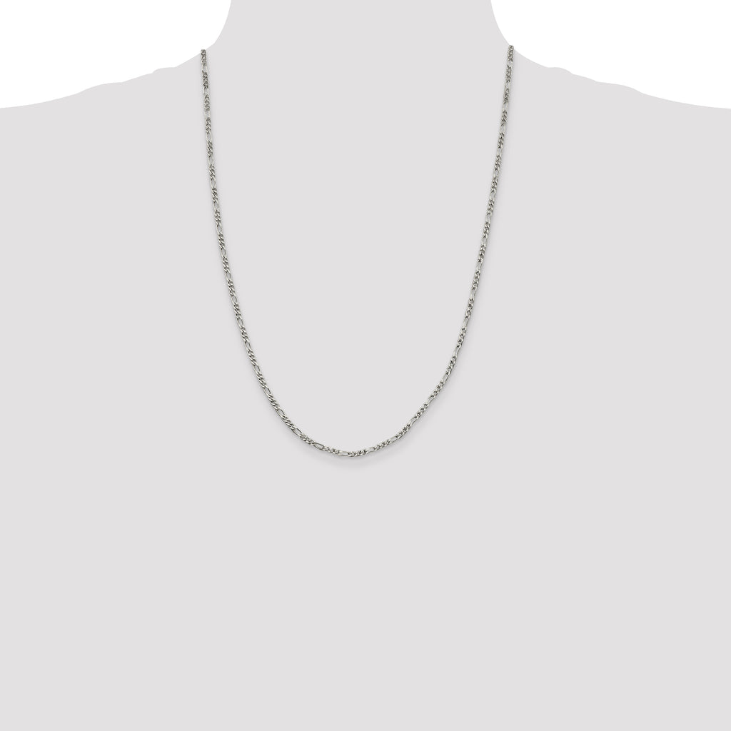 Sterling Silver 2.5mm Figaro Chain Anklet