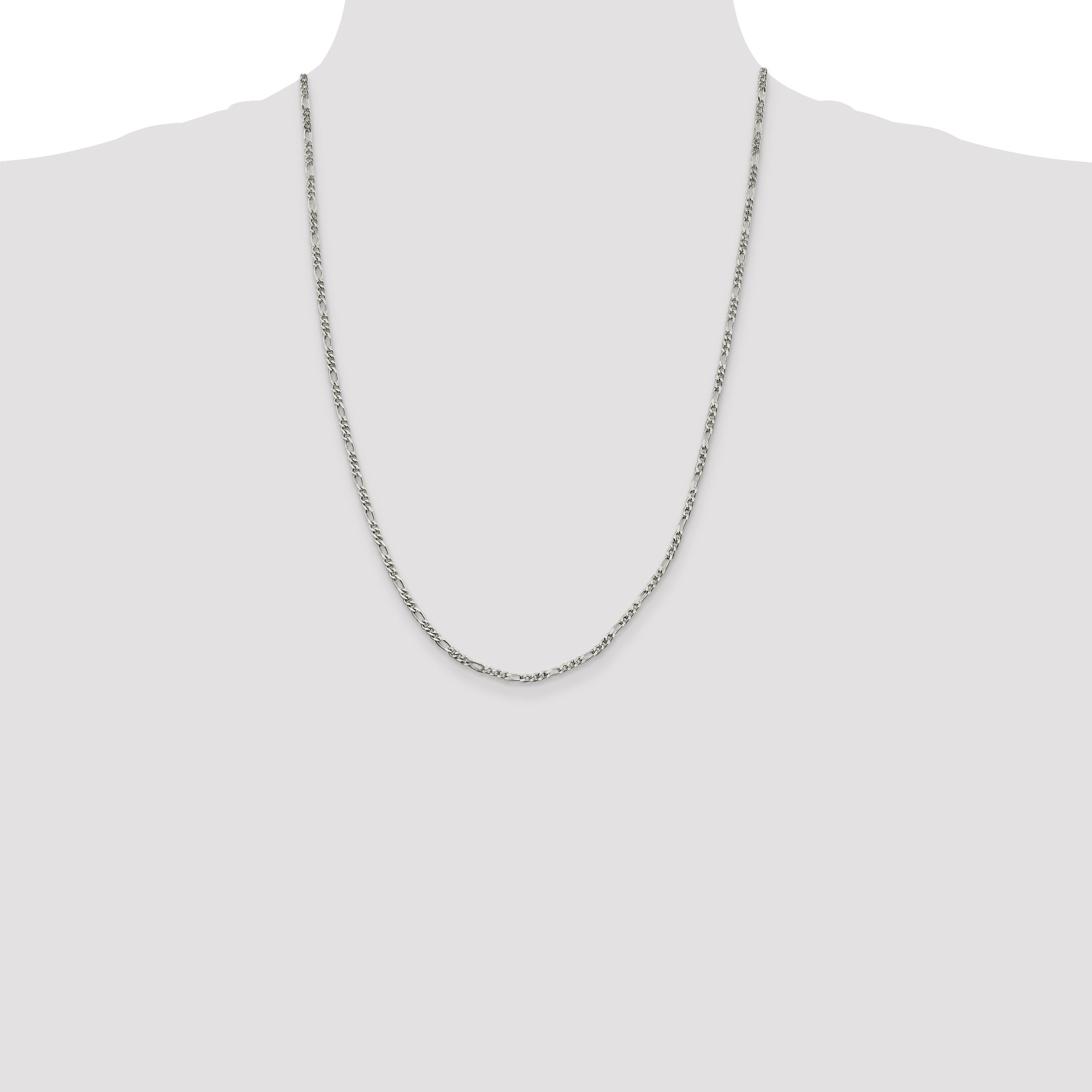 Sterling Silver 2.5mm Figaro Chain Anklet