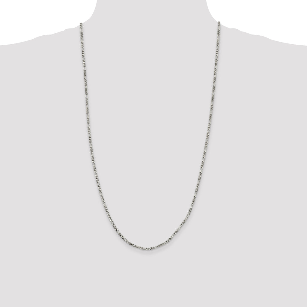 Sterling Silver 2.5mm Figaro Chain Anklet