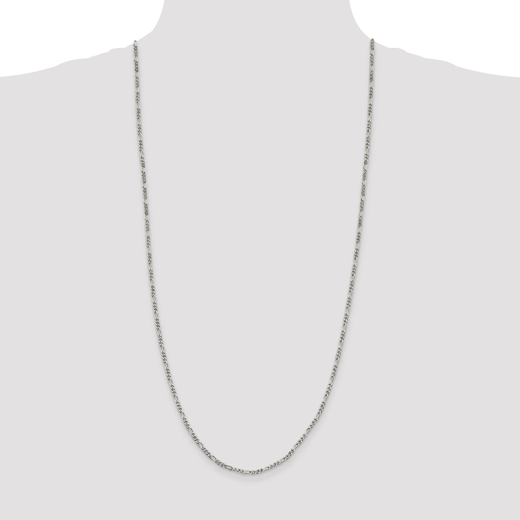 Sterling Silver 2.5mm Figaro Chain Anklet
