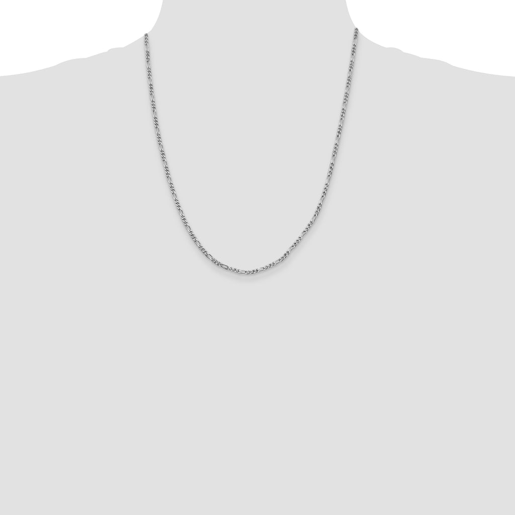 Sterling Silver Rhodium-plated 2.5mm Figaro Chain