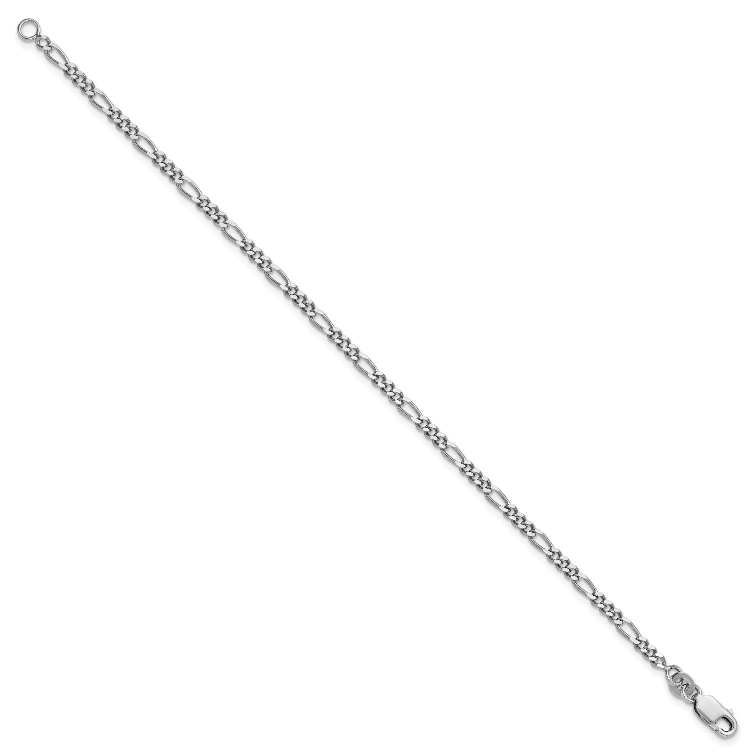 Sterling Silver Rhodium-plated 2.5mm Figaro Chain