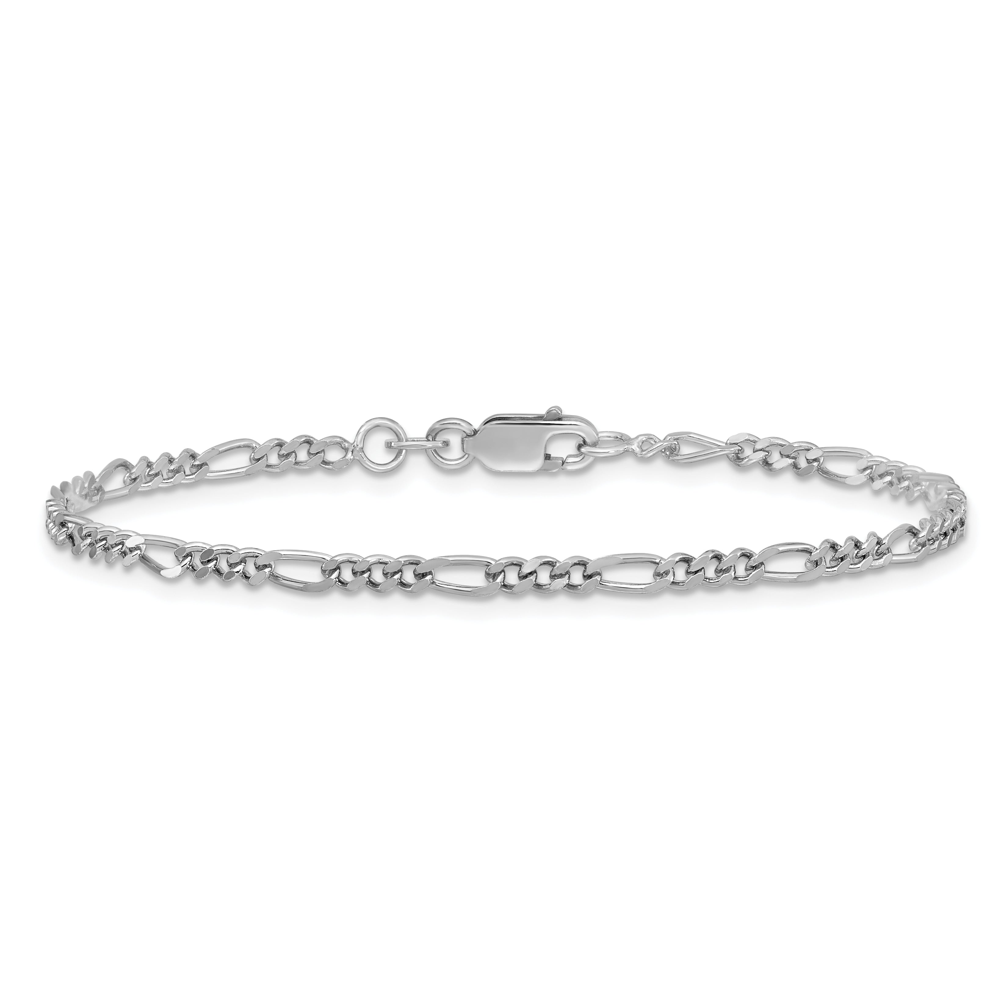 Sterling Silver Rhodium-plated 2.5mm Figaro Chain